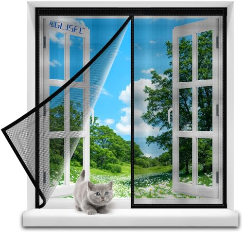 Moustiquaire Fenêtre Fenetre Magnetique, 120x130cm Moustiquaire de Porte Anti Insecte Mouche Moustique Fermeture Automatique pour Couloirs Portes Patio Noir