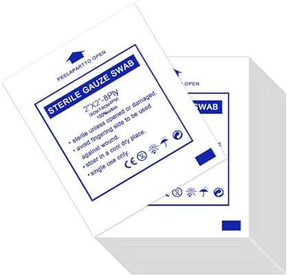 iwiio 50 Pcs 2x2 Inch Gauze Pads - Sterile Gauze Swabs & Dressings for Wounds - Home & Outdoor First Aid Kits