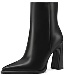 QUEEN HELENA Tronchetti a Punta Chiusa Stivaletti con Tacco Alto Donna K3420 (Nero Pu, Sistema Taglie Calzature EU, Adulto, Donna, Numero, Media, 36)