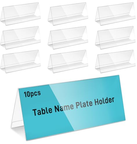 hocadon 10Stück Tisch Namensschilder Acryl Dachaufsteller 30x12cm | Visitenkartenhalter Transparent Namensschilder Acryl Aufsteller in V Form für Schule Büro Konferenzraum