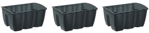 Stolmet Crown Balcony Rail Planter Set of 3 – Hanging Flower Pots for Balcony Railings, UV-Resistant Plastic, 3 Sizes: 7L, 12L, 18L - Available in White, Terracotta, Anthracite (Anthracite, 12 Litres)