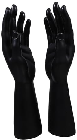 SOLUSTRE 2 Stück Realistische Schwarze Schaufensterpuppen Displayhand aus Vinyl Stabiler und Vielseitiger Vertikaler Schmuckständer für Armbänder und Handschuhe in Schmuckgeschäften