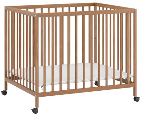 Petite Amélie Laufstall Nois - 75x95 cm – Walnuss – höhenverstellbar – inkl. 4 Rollen mit Bremsen