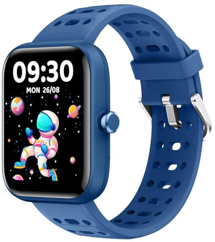 Kids Smart Watch for Boys, 1.83 DIY Face Fitness Watch Pedometer, Without/with APP Heart Rate Sleep Tracker, IP68 Waterproof Calorie Step Counter, 81 Sport Modes, Puzzle Games for Children 5-16, Blue