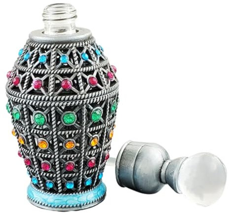 Vaguelly Frasco De Perfume Retro Para Aceites Esenciales 12ml Vidrio Vintage Recargable Para Viaje y Uso Personal Envase Pequeño Hermético Para Porta Perfumes Estilo Árabe