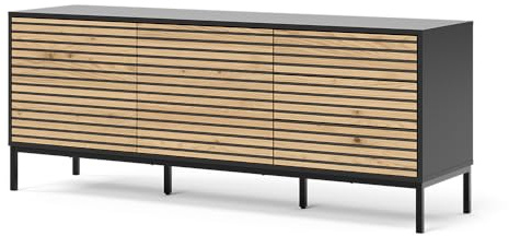 Vicco Lowboard Eliza, Goldkraft Eiche/Anthrazit, 150 x 60 cm | mit 3 Schubladen, zur Aufbewahrung und als TV-Untergestell einsetzbar