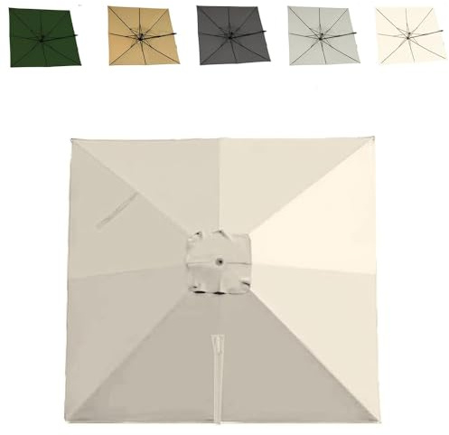 ZYXQQJ 3x4m Rettangolo Ombrello Baldacchino Telo di Ricambio 8 Stecche Copertura Superiore di Ricambio per Ombrellone A Sbalzo(off White,3x3m/9.8x9.8ft)