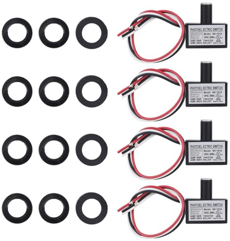 4 Pcs 105V-130V AC Photocell Light Sensor Switch with 8 Nuts and 4 Washers, Dusk to Dawn Photoelectric Sensor with Auto On/Off for Outdoor Lighting Street Lights