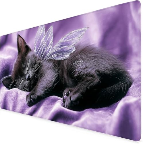 Purple Gaming Mouse Pad Cat Large Mouse Mat Comfortable Mousepad with Smooth Cloth Surface, Textured Wear Resistant, Improved Precision and Speed, Mousemat 1600x800x3mm Desk Accessories for Men K7-726