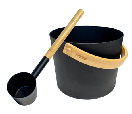 Harvia SAC10111 Aluminium Bucket & Ladle Set Black - Traditional Sauna Accessories