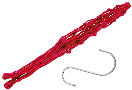 Pilipane Sac à Ficelle pour Poulet et légumes, Grand Espace, en Nylon Durable, Sac en Maille d'alimentation pour volaille avec Crochet pour Canards, oies, Poulets, 22.44 Pouces (Rouge)