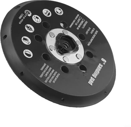 Yuanpgky Almohadilla de respaldo de lijadora de 150 mm con 17 agujeros para lijadoras orbitales, almohadilla de disco de lijado de plástico, compatible con soportes de rosca 5/16-24T y M8,
