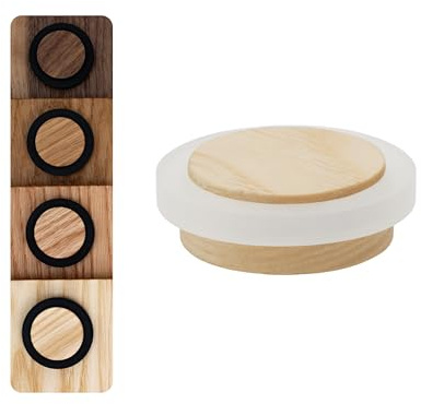 EVI Herrajes | Türstopper Boden Holz | Eschenholz mit weißem Gummi | Ø37x16mm | Klebstoffmontage | Mod.20335X12