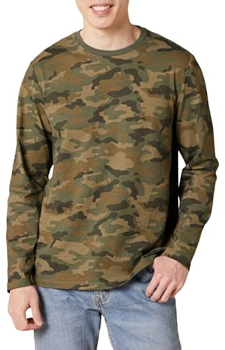 Amazon Essentials T-Shirt à Manches Longues Coupe Régulière Homme, Vert Camouflage, L