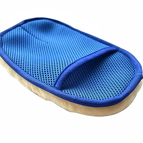 Guantes de limpieza para el coche, para limpieza de manopla de motocicleta, limpiador de pinceles, limpiador de cera, sin arañazos y sin pelusas, reutilizables, guantes de detalle., Microfibra, azul