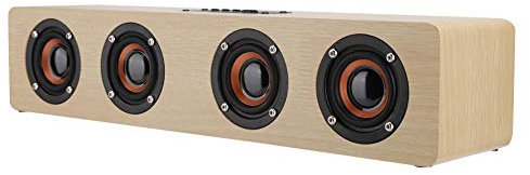 Altavoz de TV Bluetooth de Madera, 12W Portátil de Banda Larga Estéreo Multimedia Televisión Reproductor de música Subwoofer Caja de Sonido Barra de Sonido (Grano de Madera)