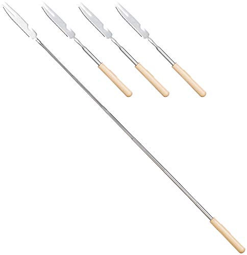 infactory Besteck-Gabeln: 4er-Set 3in1-Teleskop-Messer, Grillgabel & Flaschenöffner, bis 69,5 cm (Grillwender Edelstahl, Grillgabel Edelstahl)