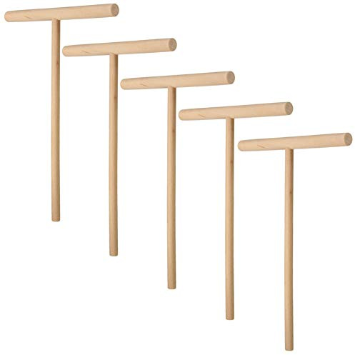 5 Pieces Pancake Maker Stick Pancake Griddle Batter Spreader Wooden Spreader Stick T Shape Crepe Maker Pancake Batter Spreader Home Kitchen Tool