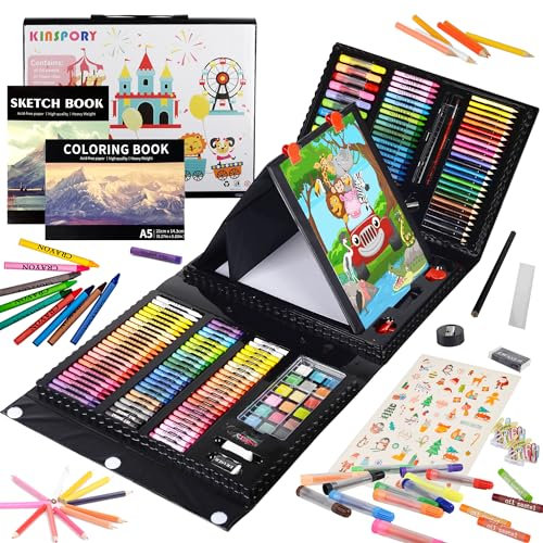 KINSPORY 290 pezzi valigetta colori bambina, pittura valigetta per bambini, Set per disegno, kit disegno acquarellabili bambini