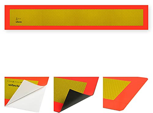 reflecto Heckmarkierung (Vollmarkierung) für Auflieger, auf Alu | 1130mm x 196mm - nach ECE 70.01 - stark reflektierend / fluoreszierend - Heckwarntafel LKW Anhänger