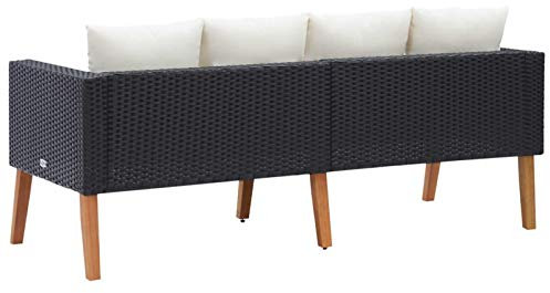 Susany 2-Sitzer-Gartensofa mit Auflagen Terrassensofa Balkonsofa Sitzsofa Sofagarnitur Sitzgarnitur Loungesofa Sitzgruppe Gartenmöbel Poly Rattan Schwarz