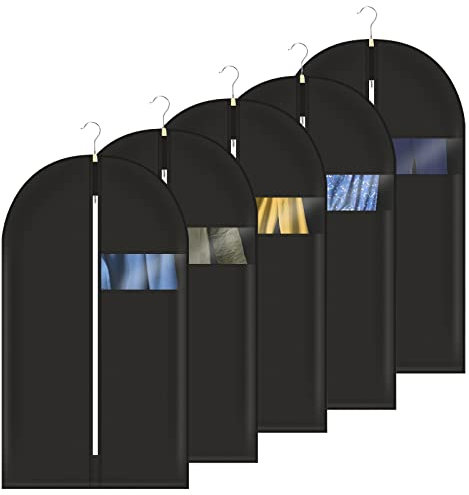Hossejoy 5pcs Atmungsaktive Kleidersäcke, Kleidersack mit Reißverschluss, Kleidersäcke gegen Motten für Anzug und Kleid, Aufbewahrungstasche für Brautkleider, Kleiderschutzbezug für saisonale Kleidung