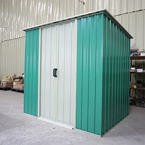 8x4FT Storage Shed Metal Garden Apex Roof Shed Metal Flat Roof Shed Door at 8FT side