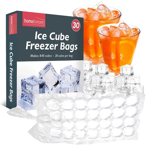 SOL 30pk Ice Cube Freezer Bags - Makes 840 Cubes - Food Grade Plastic Ice Bags for Freezer, Odour Free Ice Cube Bags, Ice Cube Storage Bags for Freezing, Freezer Bags for Ice