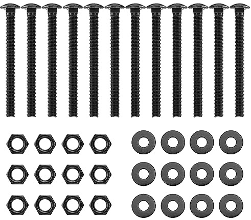 SPARKWHIZ 1/2 x 6 Inch Carriage Bolt Kit, Rust Resistance Bolts Includes 12 Bolts, 12 Washers, and 12 Nuts, Black