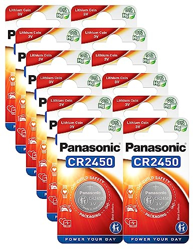 Panasonic CR2450 3V Lithium Coin Cell Battery Pack of 12
