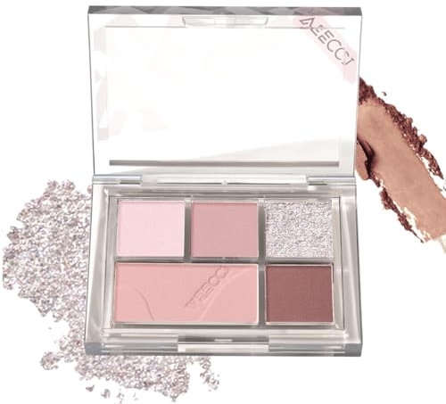 VEECCI Revolution Eyeshadow Palette - Creamy, Blendable Matte & Shimmer Finishes | Versatile Eye Makeup Set for a Nude Look with Contouring, Highlighting, Blush & Setting | Pink Shades Palette
