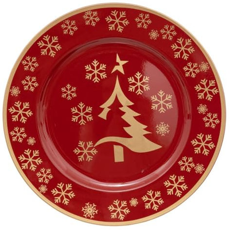 Feeric lights & christmas - Assiette de présentation colorama de noël d33cm rouge et or