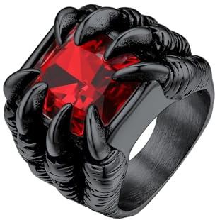 Bestyle Zirkonia Dragon Claw Bandring, Textgravur, Edelstahl, Gothic Dragon Ring Synthetischer Achat Ring für Männer, Vintage Daumen Pinky Ring, Personalisierte Geschenk für ihn, Ringgröße 54-72
