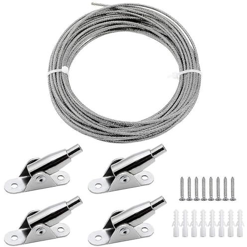 LUJIAHUAN Wire Rope 32FT Clothesline 5/64in Multi-use Garden Wire for Plants/T Post Clothes Line Wires/Support Grapevines or Climbing Roses