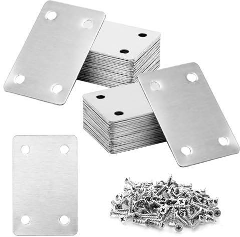 SINJEUN 40 piastre di giunzione piatte dritte da 60 x 38 mm, in acciaio inox con fori, staffe di supporto piatte in metallo con 160 viti per riparare mobili