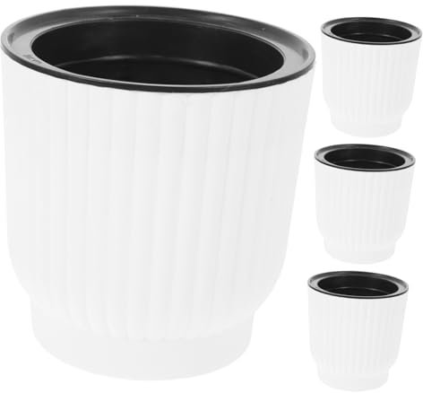 Milisten 4 Stück Selbstbewässernde Kunststoff Blumentöpfe Leichte Robuste Pflanzgefäße mit Wasserspeicher für Zimmerpflanzen Haus und Garten