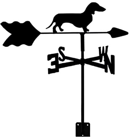 Dekoration Windfahne, Hund Wetterfahne Edelstahl Dackel Wetterfahne Windrichtungsanzeiger Retro Bauernhof Szene Gartenpfahl Messwerkzeug für Garten Hof Dach Hochzeit