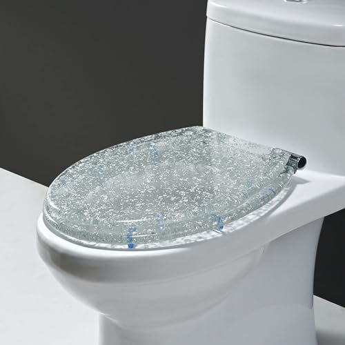 Glitzernder Toilettensitz - Transparenter Toilettensitz mit Schnellverschluss, glitzerndem Toilettensitz und Absenkautomatik - Toilettensitz aus Kunstharz mit glitzernden Glitzereffekten, Scharnier