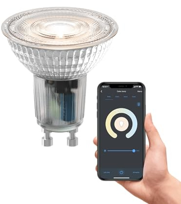 CALEX - Smart Light Bulb GU10, WiFi LED Spotlight, Warm White Light, App and Works with Amazon Alexa and Google Home, 4.9W