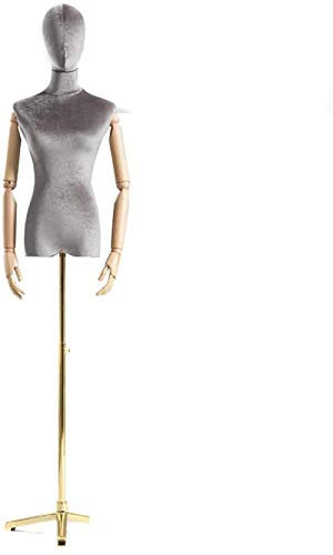 Schneiderbüste, Schneiderpuppe, Schneiderpuppe, goldene Basis, Schaufensterdekoration, Requisite, Bekleidungsgeschäft, Damenmodell, Arm aus massivem Holz