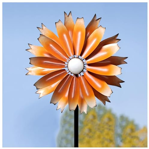 WindräDer Aus Metall FüR Den Garten 149cm Windrad Garten XXL Edelstahl Kugellager WindräDer Aus Metall FüR Den Garten Wetterfestes Gartendeko,Orange