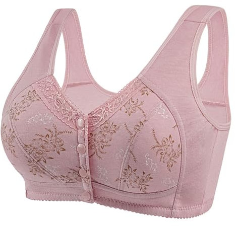 SDERG Front Fastening Bras for Women UK Plus Size Womens Bras Full Coverage Non Wired Comfortable Soft 40dd Bras for Women Solid Color Front Fastening Bras UK Ladies Brasc Sale Pink