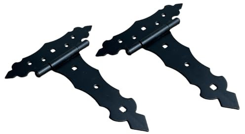Moni Kreuzgehänge 2er SET 100mm-300mm Garten Scharnier Schwarz Deko T-Bänder Dekoration Dekorativ Torscharnier Tor T-Band (150mm) - Stahl, Rustikal, Pulverbeschichtet, Schwarz