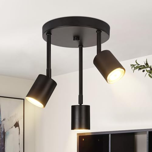 CBJKTX Deckenstrahler Schwarz Deckenlampe 3 Flammig - Schwenkbar