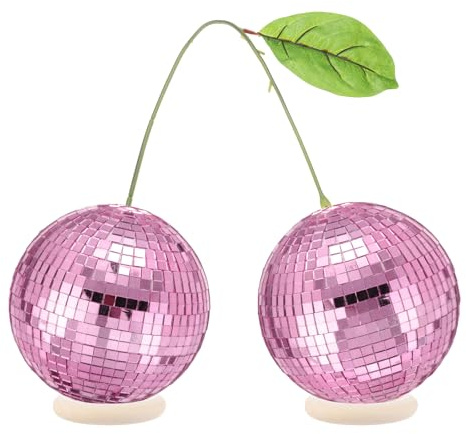 sourcing map Cherry Disco Ball Decor,4 Inch Double Mirror Disco Balls Hanging Disco Ball for DJ Club Stage Bar Party Wedding Holiday Home Decoration,Pink