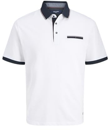 JACK & JONES Jprbluhubo Polo SS Prau25, Blanc éclatant., XL
