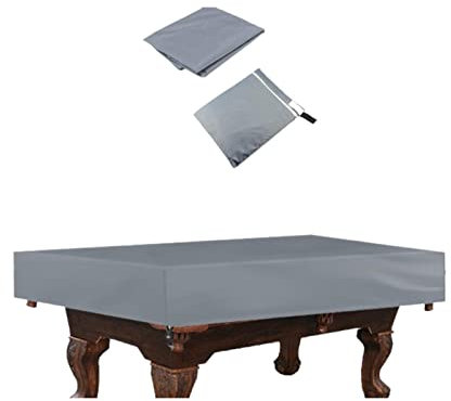 8ft -Tischabdeckung | Wasserdichter Billardtisch-Schutz – 210D Oxford Billardtisch-Abdeckung für Terrassenmöbel, schwarz/silberne Staubschutzhüllen für den Außenbereich
