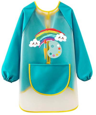 Buywis Kids Painting Smocks Waterproof Long Sleeve Apron Children's Art Smock with Pockets Blue Fit Height 80-100cm