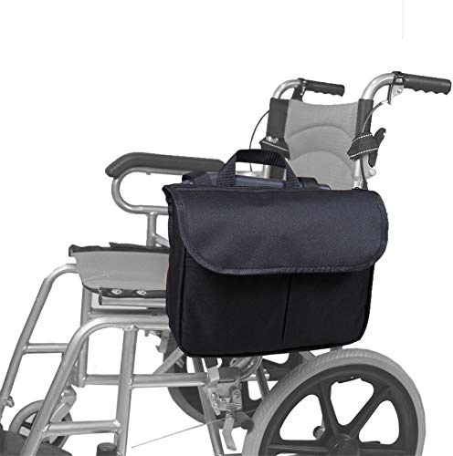 Universell Rullstols Sidepåse, Polyester Vattentät Rullstolsväska Stor Kapacitet Armrest Förvaringspåse med Skyddshandtag för Rullstolar, Vandrare, Rollatorer, Skotrar (Svart)