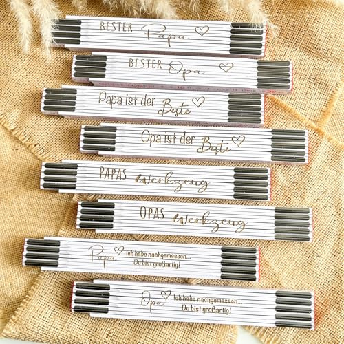 Zollstock personalisiert für Vatertag - Bester Papa - für Papa und Opa Geburtstagsgeschenk mit Name - personalisierter Zollstock Lasergravur